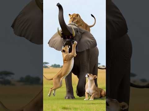 #DreamScreenAI Elephant fighting with lions