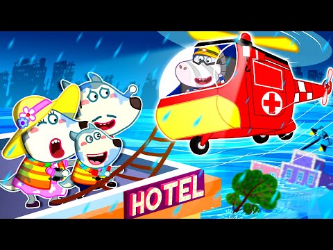 Mommy Wolf Vacation in Heavy Rainstorm | Learns Safety Rules With Mommy Wolf | Cartoons for Kids