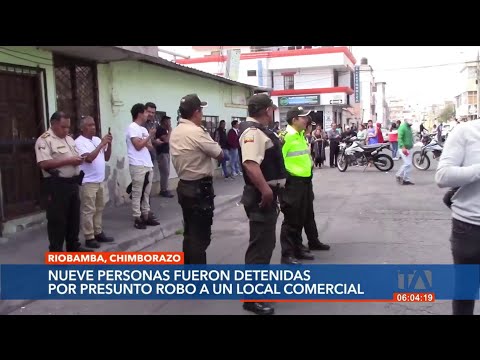 9 personas fueron detenidas por presunto robo a un local comercial en Riobamba