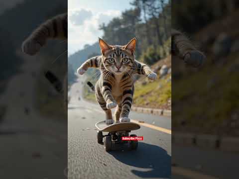 Cute Cat Running On Skater ❤️🥰 #cats #catvideos #catlovers #meow #catshorts #shorts #virals