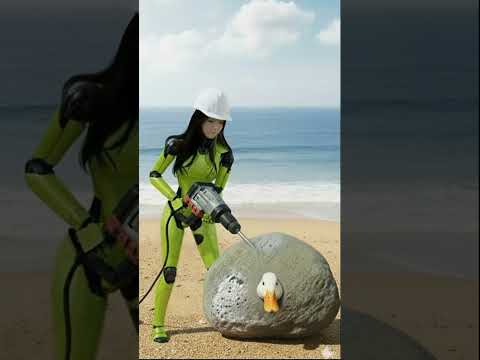 AI Robot Rescues Duck and Duckling Trapped Inside Rock | Emotional Animal Rescue Story | Animals Log