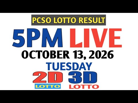 Lotto Result Today 5pm Tuesday pcso <strong>2d</strong> 3d swertres ez2 October 13 2026