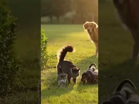 🐱🐶Cat Mom Rushes to Rescue Her Kitten… But It Was a Huge Misunderstanding! 猫ママが子猫を助けに飛び出す…でもまさかの勘違い？