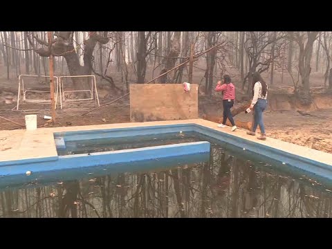 Familia se resguardó en piscina durante incendio forestal