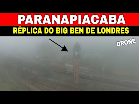Drone em Paranapiacaba Se perde na neblina Sobrevoando réplica do Big ben de Londres
