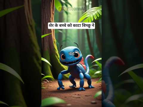 शेर के बच्चे को काटा बिच्छु ने #shorts #ai #new #story #trending #viral #cartoon #shortvideo