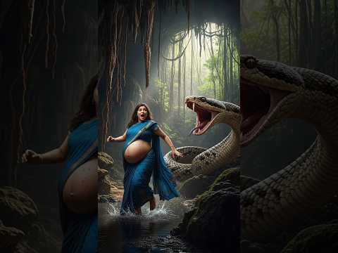 “The Pregnant Woman and the Serpent”#youtubeshorts #shortfeed#ai ##monkey #viralvideo #animal