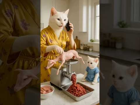 carelessness during meat chopping turn into life time sorrow #ai #cat #funny #animation #india