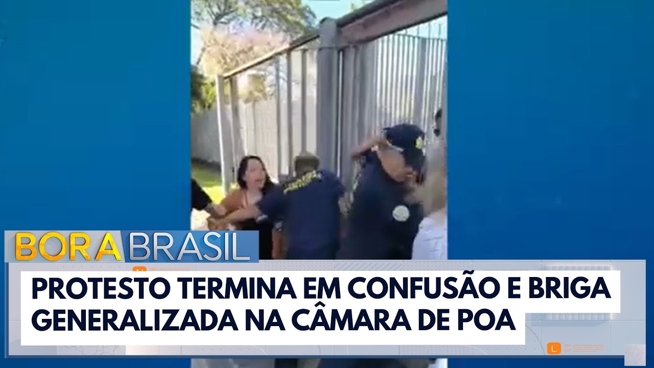 Protesto termina em confusão e briga generalizada na Câmara de Porto Alegre