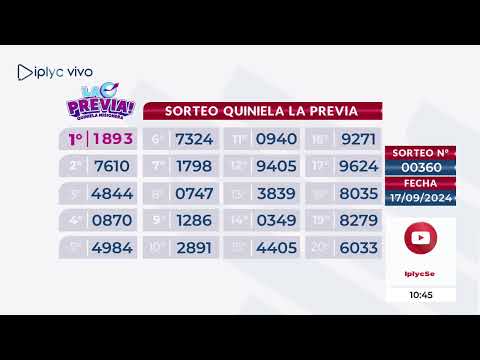 Sorteo 0360 La Previa Quiniela Misionera, 17 de Septiembre del 2024.