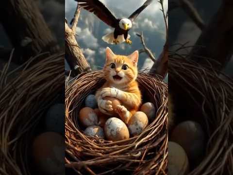 “The Egg Thief Cat” 🥚🐱🦅 #shorts