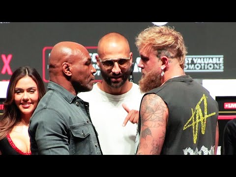 Mike Tyson SQUARES UP to Jake Paul! Not INTIMIDATED in face off at press conference!