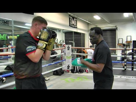 Jeff Mayweather full pad session with Mayweather Gym tourist