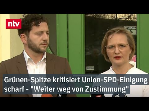 Grünen-Spitze kritisiert Union-SPD-Einigung scharf - 