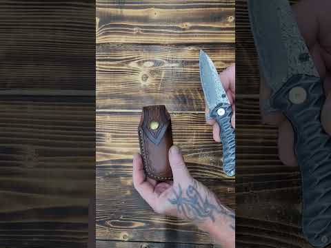 AUBEY Damascus Pocket Knife Forged 2.95" VG10 Damascus Steel Folding Knife with Sheath