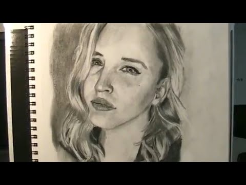 Amazing Charcoal Drawing: Pretty Blonde Selfie (Time Lapse) - 4/8/18