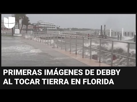 Primeras imágenes del Huracán Debby al tocar tierra, marejadas ciclónicas podrían ser catastróficas