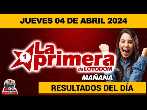 Sorteo Lotería la Primera ? JUEVES 04 de abril 2024 - 12:00 PM #envivo #laprimera #Lotodom