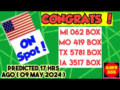 Congratulations to 4 States MI- MO-TX-IA for Winning Pick 3 & 4 (09 May 2024 ) draw | AMV 555