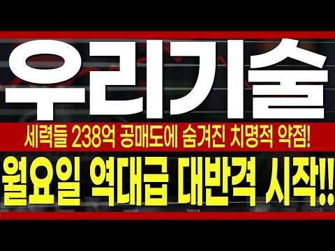 [우리기술 주가전망] 238억 공매도 폭탄 던졌지만 세력들 평단가 딱 걸렸습니다! 월요일 숏스퀴즈 수직 폭등 터집니다! #우리기술 #우리기술주가 #우리기술주가전망 #우리기술주가분석