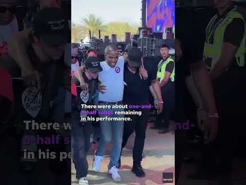 Kid Cudi breaks foot after jumping from stage during Coachella act #Shorts