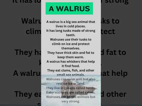 10 lines essay on sea animal Walrus in English/10 facts about sea animal/big creature of sea/walrus