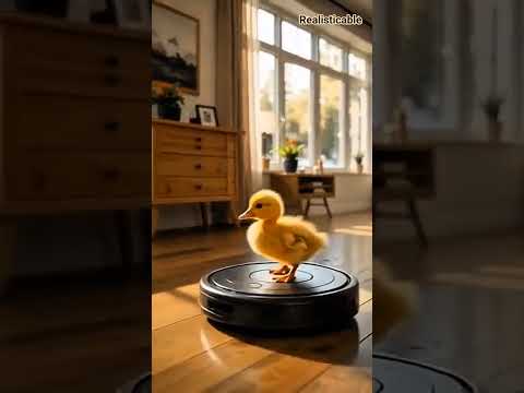 Baby Duck Thinks Vacuum is Its Mom 😭❤️ #duckling #cuteanimals #aishorts