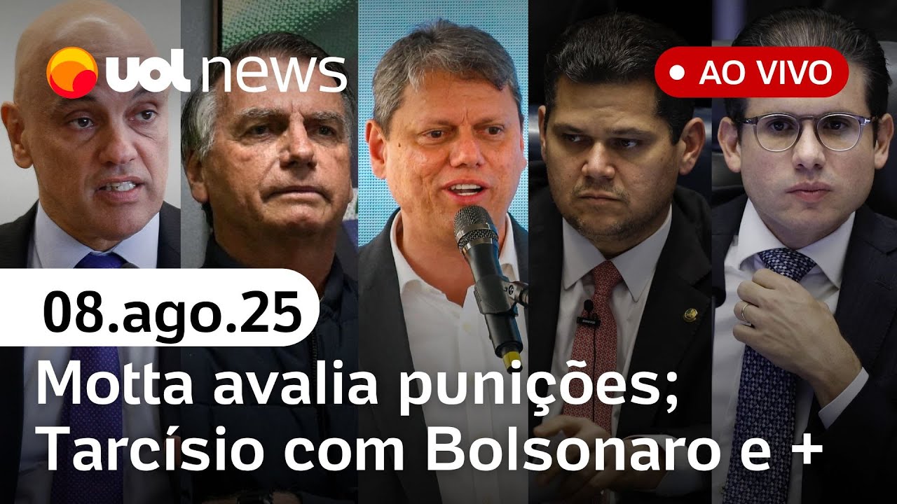 Motta avalia punições após motim oposição foca em anistia Tarcísio visita Bolsonaro e mais ao vivo
