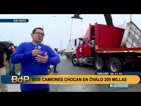 Callao: choque entre camiones de carga pesada genera congestión vehicular (1/2)