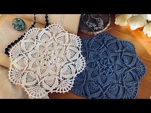 立体模様のドイリー2【編み図付き】｜How to crochet (Pattern)