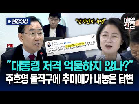 [현장영상] "대통령 저격 억울하지 않나?"…주호영 돌직구에 추미애가 내놓은 답변