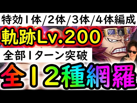 [トレクル]海賊王への軌跡12月VSキッドLv.200! 余裕の火力! 全12種網羅! 特効1体/2体/3体/4体所持編成! 全部1ターン突破! お宝爆盛編成 [全3戦OK][PKA][OPTC]