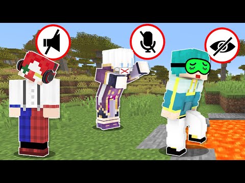 見えない、聞こえない、喋れない 3人別の縛りでサバイバル【マイクラ・マインクラフト】