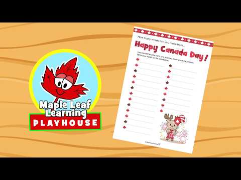 Canada Day Anagram | Simple Worksheet for Kids | Maple Leaf Learning Playhouse