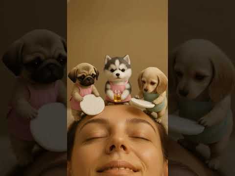 A cute puppy getting a facial treatment #cutedog #petspa #doggrooming #shortsvideo