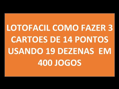 LOTOFACIL COM 19 DEZENAS FECHANDO NO MINIMO 3 CARTOES COM 14 PONTOS EM 400 JOGOS