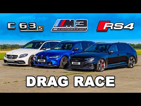 Drag Race Showdown: BMW M3 vs Audi RS4 vs Mercedes-AMG C63