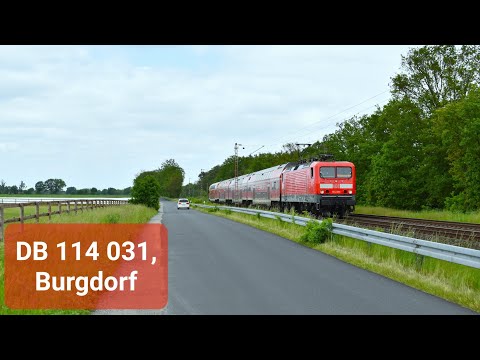 4K | DB Regio 114 031 komt met WFL en DB Dosto's door Burgdorf als S7 naar Hannover Hbf!