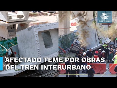 Duen?o de camioneta aplastada por dovela del Tren Interurbano teme que la obra “se les venga encima”