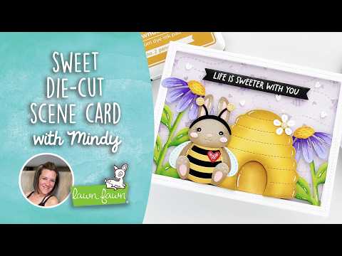 Sweet die-cut scene card with Mindy