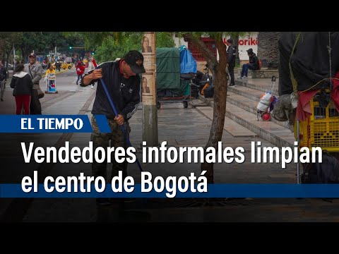Vendedores informales realizan jornada de limpieza en el centro de Bogotá | El Tiempo