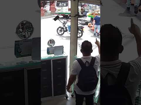 Video shows moment motorcyclist flies into open <strong>door</strong> of bus in Colombia #<strong>shorts</strong>