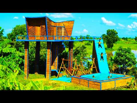60 Days Build a dream bamboo wood slide villa and swimming pool [Full]
