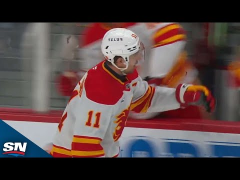 Mikael Backlund Tucks Home Goal Off Slick Backhand Pass From Blake Coleman