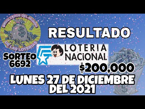 RESULTADO LOTERÍA NACIONAL SORTEO #6692 DEL LUNES 27 DE DICIEMBRE DEL 2021 /LOTERÍA DE ECUADOR/
