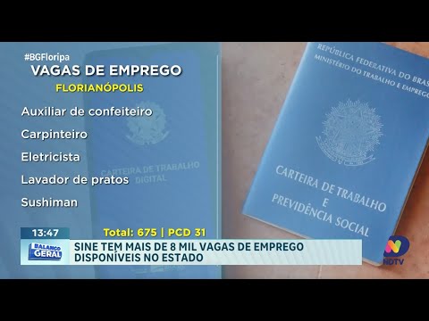 SINE SC oferece mais de 8 mil vagas de emprego em Santa Catarina