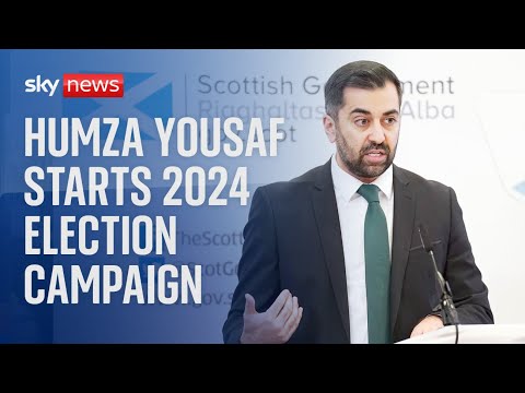 Scotland's First Minister Humza Yousaf makes speech to launch his 2024 election campaign