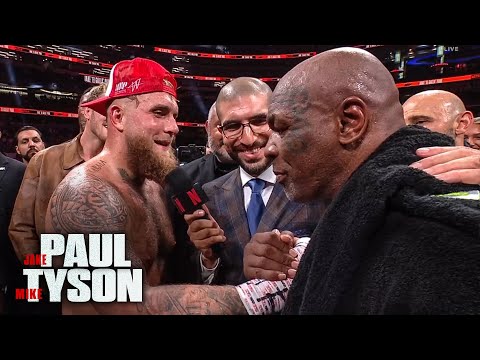 RESPECT! Mike Tyson & Jake Paul EMBRACE after BATTLE: ‘AN HONOUR, THAT WAS A GOOD SLAP!!’