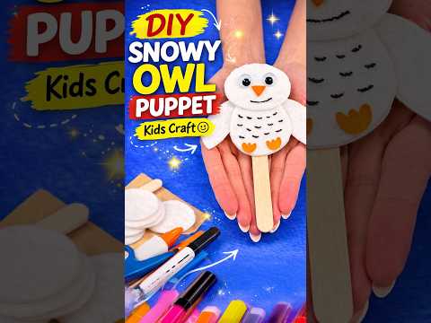 DIY Snowy Owl Puppet 🦉 Easy Cotton Animal Craft for Kids #diy #craft #craftyfun #kids