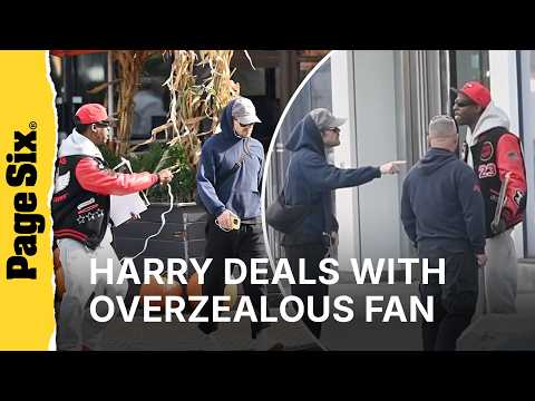 Moment Harry Styles has heated exchange with aggressive autograph seeker on NYC street